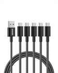 Anker Cable [5 Pack 6ft], USB to USB C Cable, USB A to Type C Charger Cord for Samsung Galaxy S10 / S10+ / Note 9, LG V30 and More (USB 2.0, Black)