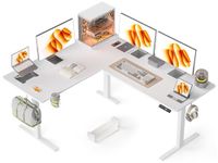 WALKINGDESK 63X55 Inches Reversible L Shaped Standing Desk Height Adjustable with Cup Holder, Electric Corner Computer Desk, Sit Stand up Home Office Desk, Ergonomic Gaming Desk, White