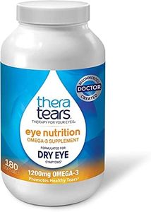 Thera Tears 1200mg Omega 3 Supplement for Eye Nutrition, Organic Flaxseed Triglyceride Fish Oil and Vitamin E, 180 Count