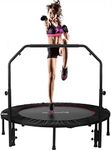 Sunnychic 48" Foldable Fitness Trampolines, Rebound Recreational Exercise Trampoline with 4 Level Adjustable Heights Foam Handrail, Jump Trampoline for Kids and Adults Indoor&Outdoor, Max Load 440lbs