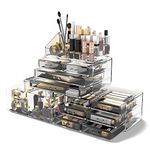 READAEER Makeup Cosmetic Organizer Storage Drawers Display Boxes Case with 12 Drawers (Clear)