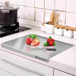 OrganizeMee Premium (35.8 cm x30cm) Stainless Steel Chopping Board | Steel Kitchen countertop for Cutting, Vegetable Chopper, for Meat & Veggies Items, Chopping Board Steel pad (Medium Platform)