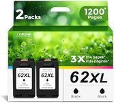 Compatible Ink Cartridge Replacement for HP Ink 62 62XL HP62 (Black 2-Pack) for 5540 5542 5545 5640 5642 5660 5664 5665 7640 7645 8000 8005 200 250 5740 5742 5743 5745 8040 Printer 62 XL