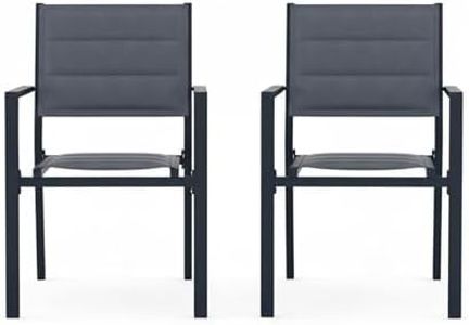 Festisoul Set of 2 Outdoor Chairs with Textilene Fabric, Black Frame & Seat – Patio, Deck, Garden, or Backyard Stacking Chairs, Modern & Weather-Resistant