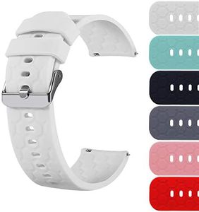 18mm 19mm 20mm 22mm Width Silicone Quick Release Wristband Replacement Sports Straps Bracelet Watch Band Women Men Strap with Quick Release Pins intended for Smartwatch (18mm, White)