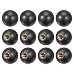 sourcing map 12Pcs Threaded Ball Knobs, M10 Female Thread Thermoset Ball Knob 1.37'' Dia Black Round Operation Ball Handles with Copper Insert for Machine Handle Tool Replacement