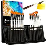 Crafts 4 All Acrylic Paint Brushes - Pack of 18 Professional, Wide and Fine Tip, Nylon Hair Artist Paintbrushes - Paintbrush Bulk Set for Watercolor, Canvas, Craft, Detail & Oil Painting