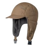 GADIEMKENSD Winter Trapper Hunting Hat with Earflaps Brim Visor Reflective Baseball Cap Warm Aviator Hats for Ski Rain Work Golf Running Outdoor Brown