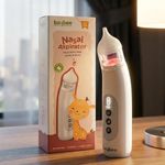 Baybee Electric Nasal Aspirator for Baby with 5 Suction Levels & Rechargeable Nose Sucker | Nose Cleaner for New Born Baby with Silicone Tip, Music & Light | Mucus Extractor, Snot Sucker for Kids (White/Grey)
