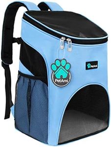 PetAmi Premium Pet Carrier Backpack for Small Cats and Dogs | Ventilated Design, Safety Strap, Buckle Support | Designed for Travel, Hiking & Outdoor Use (Light Blue)