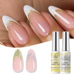 BORN PRETTY Gel Nail Polish Liner Silver Nail Gel Polish Gold Nail Liner Painted Gel Platinum Effect Thin Brush for French Tip Painting Drawing Swirl Nails Home DIY 2Pcs