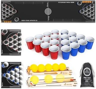 VimrOd Beer Pong Mug Set, 8 Feet Beer Pong Table Mat, Beer Pong Tables, Drinking Game for Adults Party, Includes Wooden Kugeihaiter, 12 Beer Pong Balls, 24 Plastic Cups, Beer Pong Cups, Beer Pong