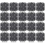 Matte Black Door Hinges 20 Pack 3x3 Inch Standard Bedroom Door Hinge,Black Hinges for Interior Doors Rounded 5/8" Radius Corners Iron Hinge Door Round Hinge Hardware