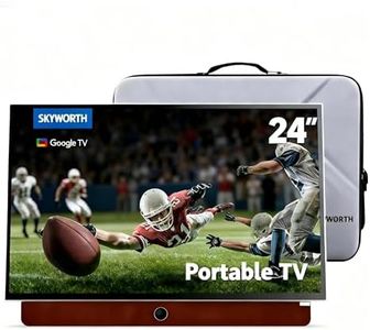 Skyworth 24-Inch Portable Smart TV with Protective Case, Battery Powered Outdoor TV, 1080P FHD, Google TV, HDR10, Dolby Audio, Chromecast, Ideal for Sports, Game Day Bundle