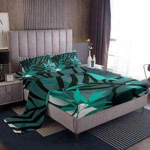 Erosebridal Aesthetic Minimalist King Sheets Blackish Green Grey Bed Set, Modern Mid Century Bed Sheets Set Abstract Artwork Sheet Set, Geometry Bedding Set with 2 Pillowcase