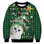 YHBAO Unisex Ugly Christmas Sweatshirts 3D Digital Printed Funny Xmas Pullover Shirts (Large, ZBFT167)