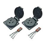 FILSHU US Standard Waterproof Power Outlet 3-Hole Socket 15A125Vac Panel Mount Dustproof Industrial Electrical Female Plug Power Connector(2-Pack)