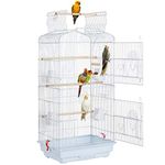 Yaheetech Large Open Play Top Metal Bird Cage for Budgie Parrot Canary Cockatiel 46 x 35.5 x 104.5cm White