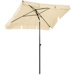 Outsunny 6.5x4ft Rectangle Patio Umbrella Aluminum Tilt Adjustable Garden Parasol Sun Shade Outdoor Canopy Beige