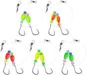 CWSDXM Pompano Rigs for Surf Fishing Saltwater Pre-Rigged Fishing Rigs with Floats Beads Double Circle Hook Surf Fishing Tackle 12/15PCS (5 colors-5pcs)