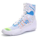 B LUCK SHOE Boxing Shoes for Men and Women High Top Wrestling Shoes Fitness Training Boots White