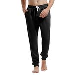 Amy Coulee Men's Workout Pants Breathable Cotton Bodybuilding Running Pants with Drawstring (Black, M)