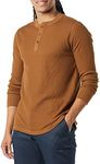 Amazon Essentials Men's Regular-Fit Long-Sleeve Waffle Henley Shirt, Light Brown, Medium