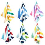 Whale Flotilla 6 Pack Large Quick Dry Beach Towel (30"x60"), Microfiber Sand Free Beach Towel Set for Kids and Adults, Super Absorbent Compact Pool Travel Towel, Multicolors