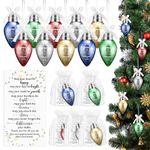 Riceshoot 30 Sets Lightbulb Shape Appreciation Plastic Christmas Ornaments with Bow Ribbon Rope Organza Bag Thank You Xmas Hanging Ornaments Fillable Plastic Christmas Bulbs for Teacher Coworker DIY