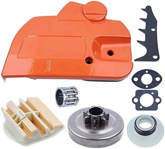 Adefol Chainsaw Brake Clutch Cover 8pcs Kit for Husqvarna 445 450 with .325" 7T Clutch Drum, Worm Gear, Air Filter, Needle Bearing, Felling Dog, Gasket Replacement Parts for 544097902 (8 Pack)