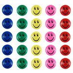 Kytpyi Fridge Magnets, Whiteboard Magnets, 3cm Colorful Smiley Face Magnets Round Plastic Covered Magnetic Buttons White Board Magnet Holders Magnetic Dots for School Office Home (50pcs)