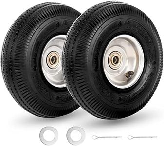 GICOOL 10" Tire and Wheel, 2 Pack, 4.10/3.50-4 Pneumatic Tire, with 2.25" Offset Hub, 5/8" Axle Bore Hole, Sealed Bearings for Hand Truck Trolley Dolly Garden Wagon Wheel Replacement