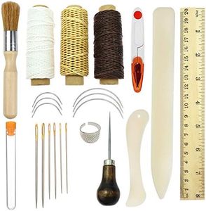 Kits d'outils de reliure,23pcs Premium outils de couture pour cuir,faite à la main et livres de papier DIY Bookblind Ensemble,compris les Aiguilles à coudre/ciré Fil