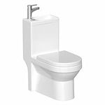 BAYSTONE 2 in 1 Toilet Basin Sink Combi Space Saving Cloakroom One-Piece Toilet Tap + Waste Included