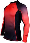 Platinum Sun UPF 50+ Rash Guard for Men Long Sleeve Swim Surf Shirt - Tight Fit UV Rashguard (X-Large, Red)