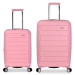 Traveler's Choice Pagosa Indestructible Hardshell Expandable Spinner Trolley Bags, Pink, 2 Piece Set for Checking Baggage