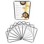 Belle Vous A4 Menu Covers (10 Pack) - Single Page Double View American Style Menu Holders - Black Trim with Clear View Menu Covers with Corner Protectors - For Restaurants, Bars, Cafes, Food & Drink