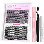 VEYESBEAUTY Lash Clusters Eyelashes Cluster Lashes Extensions One More+ Multi-type Lash Cluster Kit False Eyelashes Wispy Lash Clusters Kit, 30D+40D Clusters 8-16mm