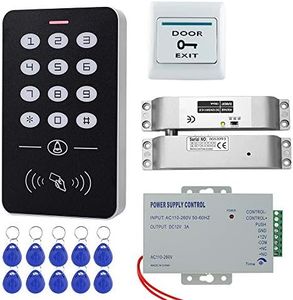 HFeng Kit Sistema Controllo Accesso Completo con Serratura Elettrica a Caduta + Tastiera Controllo Accessi RFID + 10 pezzi Telecomandi RFID per Sistema Citofonico