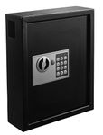 AdirOffice 40 Keys Cabinet with Digital Lock - Electronic Key Safe - Pin Code Keyless Storage Box For Keys - Secure Steel Lock box - Scratch Resistant Powder Coated - Wall Anchor- Black