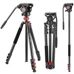 NEEWER 72" Fluid Head Video Tripod Monopod, Aluminum Alloy QR Plate Compatible with DJI RS Gimbal, 360° Pan & +90°/-70° Tilt for DSLR Camera Camcorder, Max Load 17.6lb/8kg, TP72A