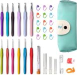Tusmad Crochet Hooks Set, 41 Pcs Full Size, Ergonomic Soft Grip Rubber Handles, Crochet Kits for Beginners Adults, Sister Gift, Arthritic Hands, Large Crochet Needle with Blue Case