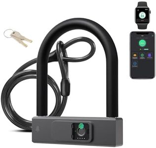 Smart Bike U Lock with Cable eLinksmart Heavy Duty Fingerprint Bicycle U-Lock,18.4mm Shackle 1.5m Cable with Strap Holder Bracket for Road, Mountain, Electric Bike, App Unlock,Angle Grinder Resistant