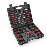 XOOL 18 PCS Magnetic Screwdriver Set with Case, 7 Phillips and 9 Slotted Tips, Professional Cushion Grip Screwdriver Non-Slip for Repair Home Improvement Craft