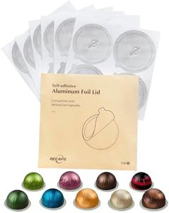 RECAPS Aluminum Foil Lids to Reuse Coffee Pods Compatible with Nespresso VertuoLine 100 Pcs 62mm