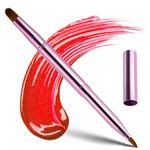 Retractable Lip Makeup Brush Portable Dual End Lipstick Brush Lipstick Gloss Makeup Brushes Concealer Brushes Lip Contours Makeup Tool (Pink)