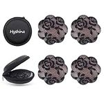 Hyshina Womens Silicone Pasties, Adhesive Bra Reusable 2 Pair Invisible Silicone Nipple Cover (F 2 Black)