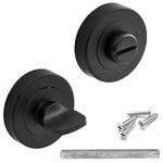 Decoranddecor Round Turn and Release Set for Bathroom Lock 54mm - Toilet Door Thumb Twist (Black)