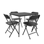 CoscoProducts COSCO Indoor/Outdoor Solid Resin Folding Table & Chair Dining Set, Perfect for Everyday Use, Hosting, Game Night, or Holiday Celebrations, 5-Piece, Black