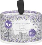 Woods of Windsor Lavender Dusting Powder with Body Puff Floral Talc Alternative Body Powder for Odour Control & Chafing Prevention, 95% Naturally Derived, Vegan & Cruelty Free 100g /3.5oz